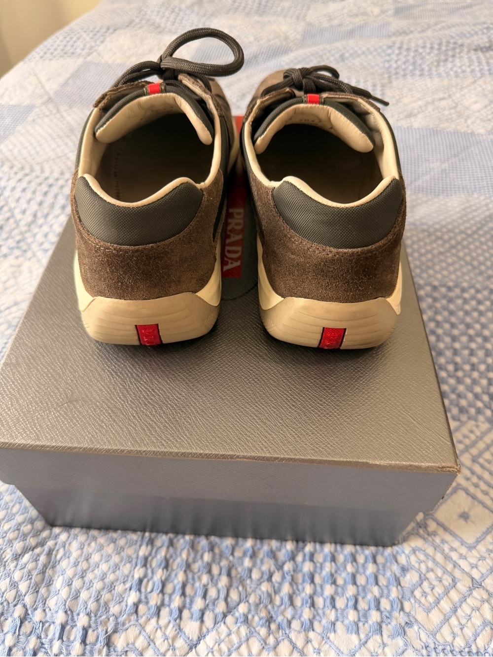 Prada Americas Cups Suede & Mesh Sneakers - Grey - Picture 3 of 7